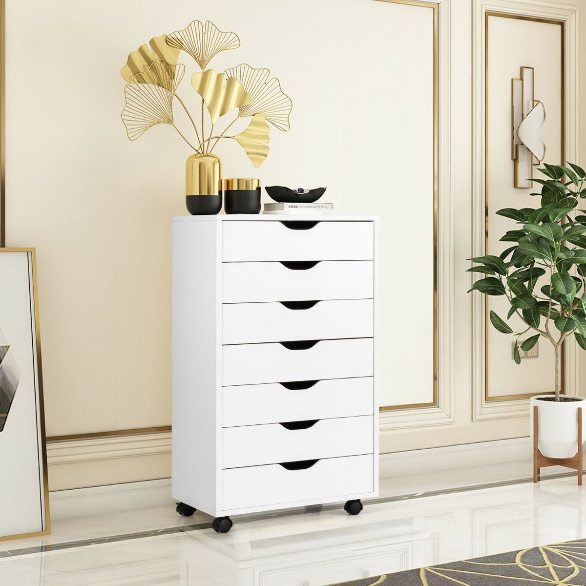 Mobile File Cabinet on Wheels with 7 Drawers